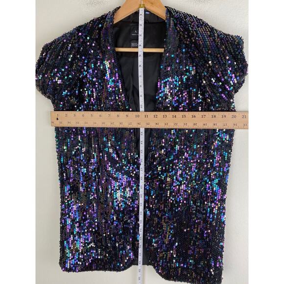 Armani Exchange Sequin Blazer Size 8 Black Statement Jacket Festive - Picture 13 of 13